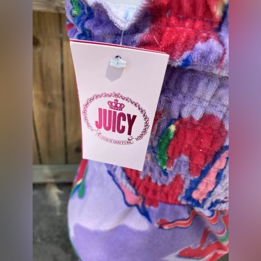 NEW Juicy Couture Velour Ruffle Hem Strapless sundress rouched bodice NWT Small - Picture 7 of 9
